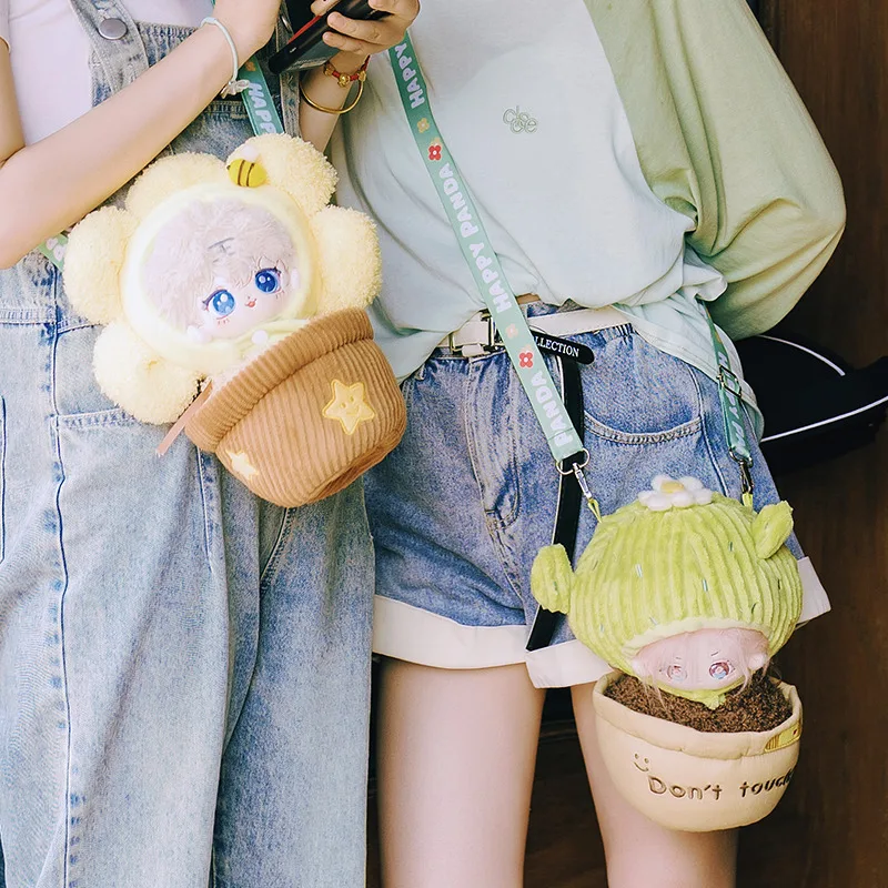 3Pcs Idol Doll Clothes Cute Cactus Sunflower pot Plush Clothes BackBag Kawaii Stuffed Customization Figure Cotton Baby Doll Toys