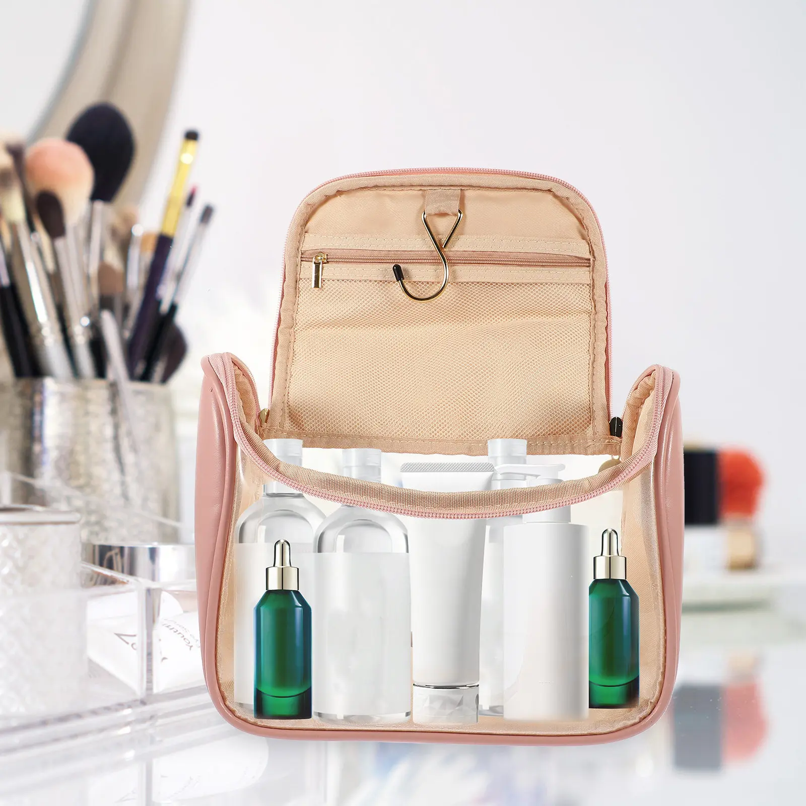 

Прозрачная дорожная косметичка-органайзер большой вместимости, портативный контейнер для хранения косметики для женщин, для ежедневного использования и поездок на природу