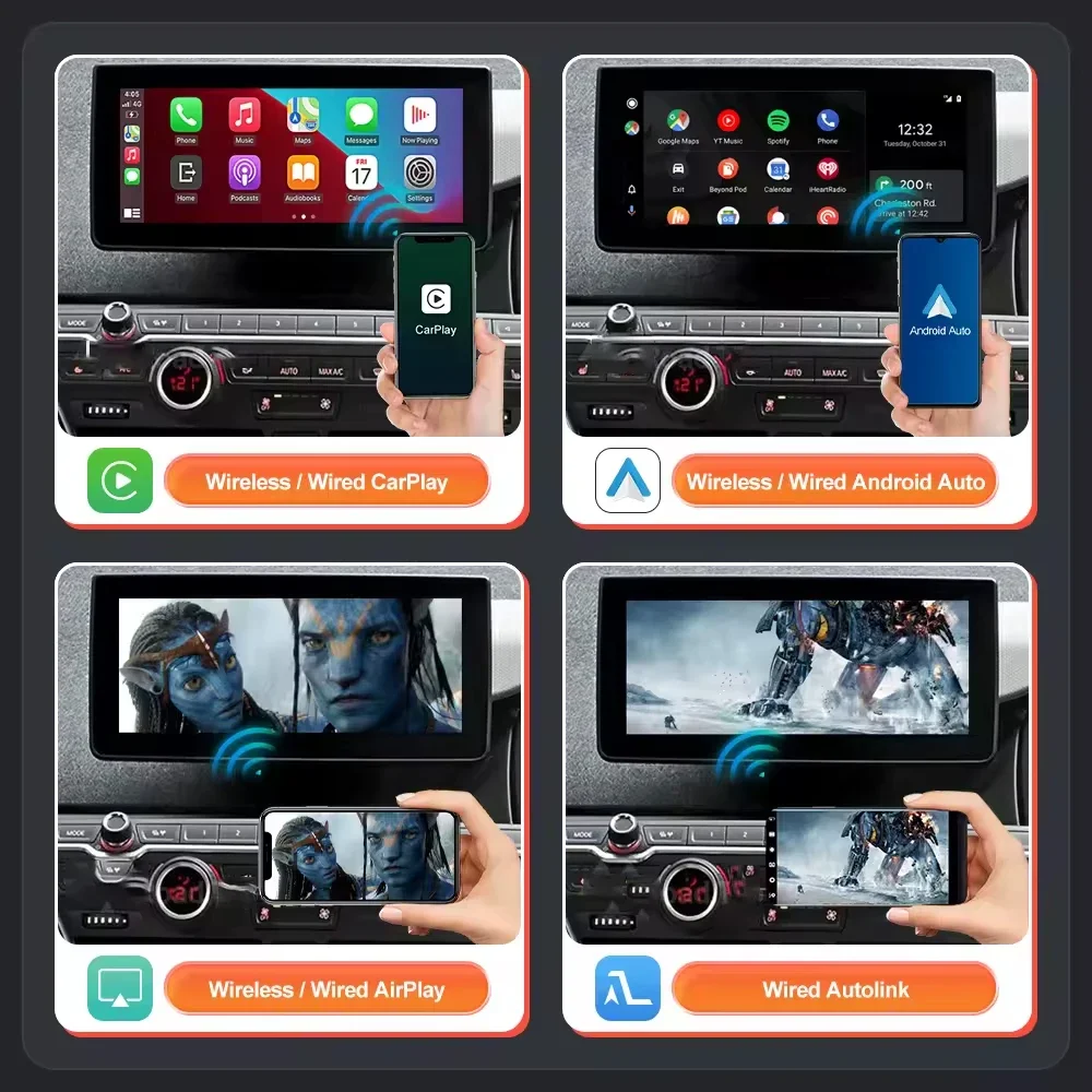 Wireless CarPlay Android AutoCarPlay Android Auto pour BMW NBT  i3, I01,2013-2017 GPS,  Auto Mirror Link, Fonction Autolink