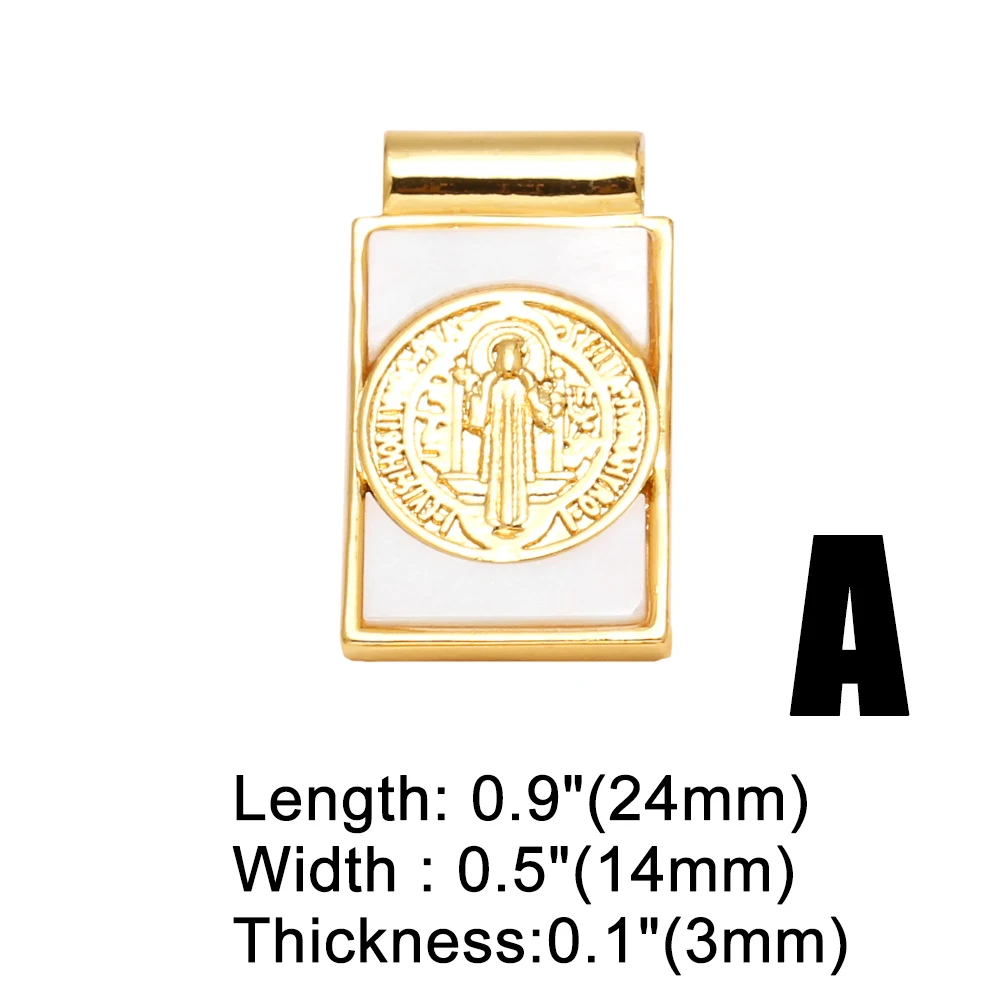 OCESRIO Fashion Shell Virgin Mary Pendant for Necklaces Copper Gold Plated Pearl San Benito Jewelry Making Component pdtb663
