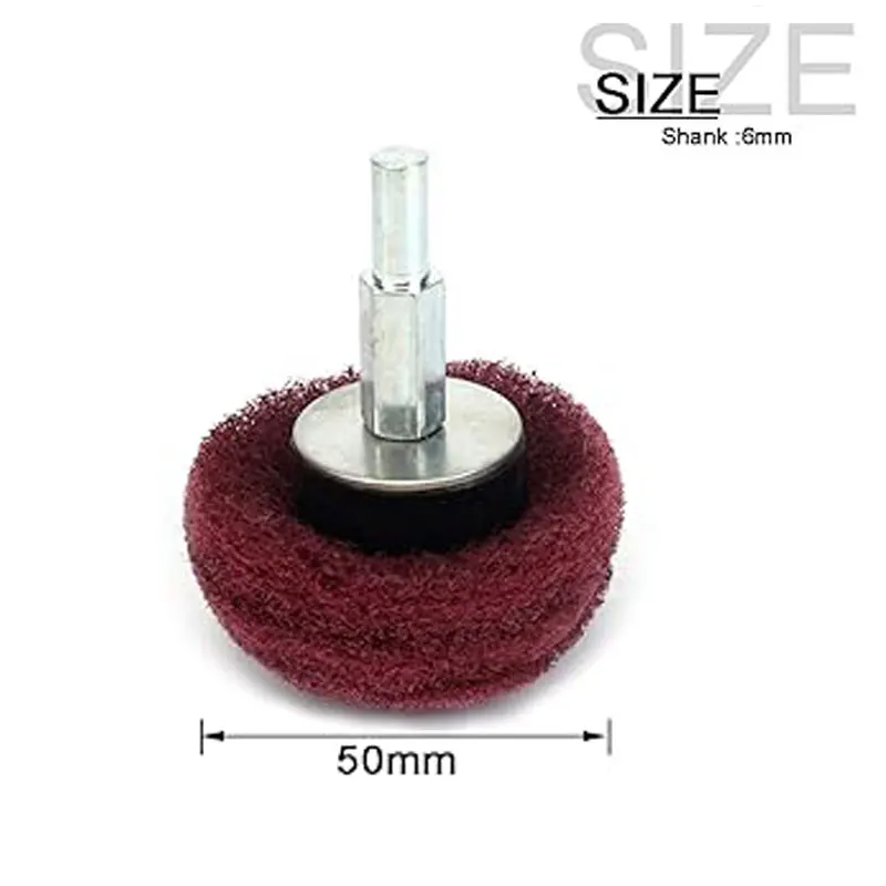 50/75/100mm Scouring Pad Grinding Sanding Head Nylon Fiber Polishing Wheel 6mm Shank For Jewelry Metal Wood Aluminum Stainless