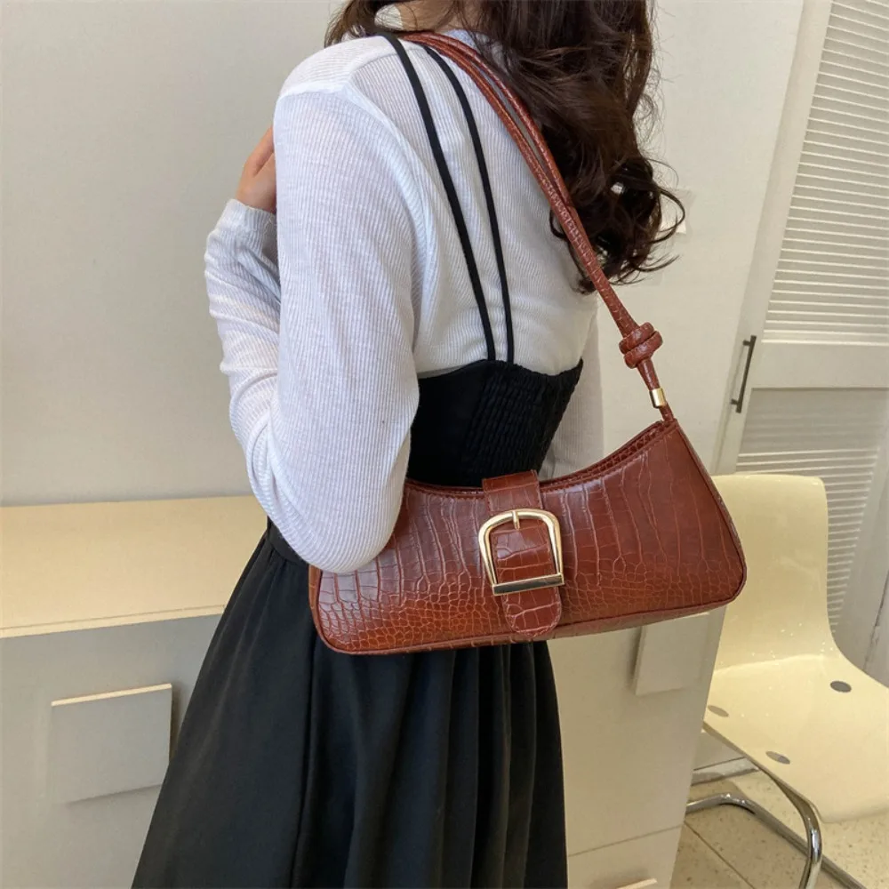 

French Style Evening Party Bag Solid Color Comfortable Shoulder Strap Single-shoulder Bag Durable Textured Underarm Bag Travel