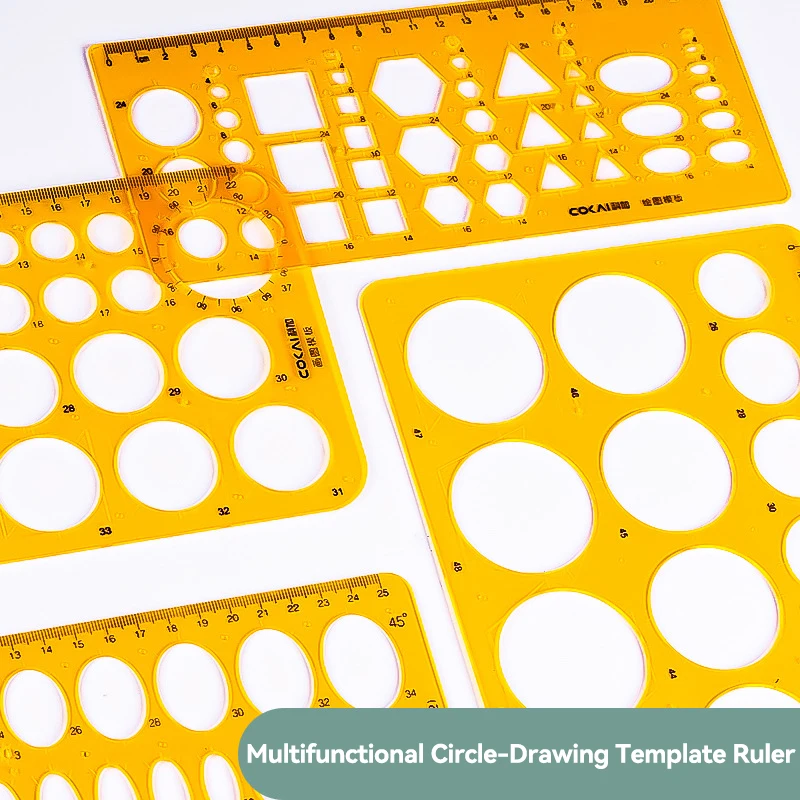 1/4Pcs Circle Template Measurement Geometry Ruler Circular Oval Drawing Template Drafting Ruler Office School Scale Drawing Tool