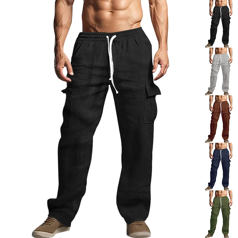 

Amazon's new men's fall American retro loose cargo multi-pocket straight casual pants