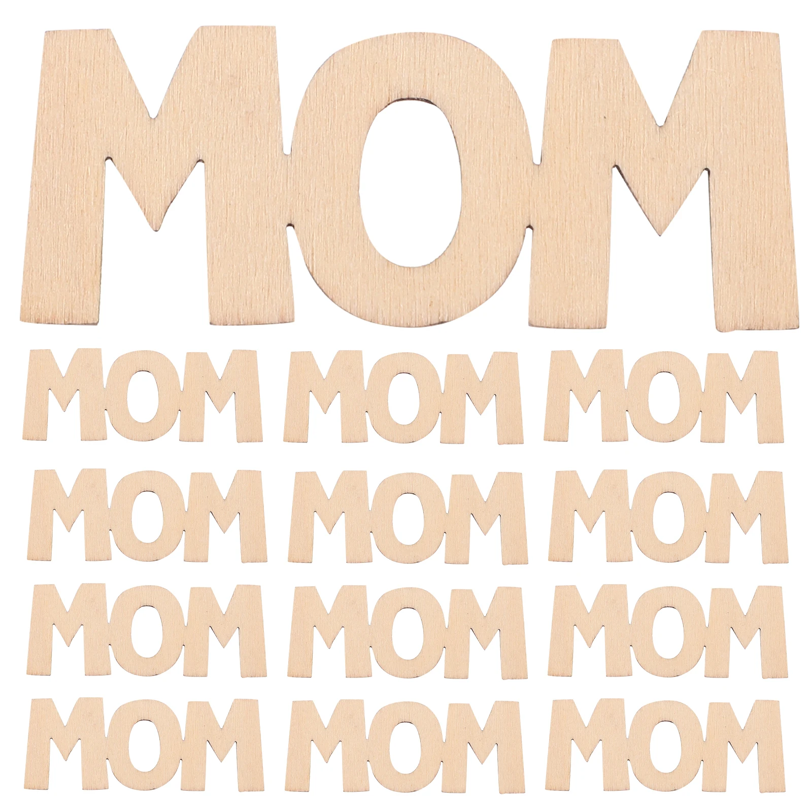 

15pcs Wooden Letter Pieces DIY Mom Cutouts Decorative Slices Bulk Gifts Mother Valentine Day Wall Crafts