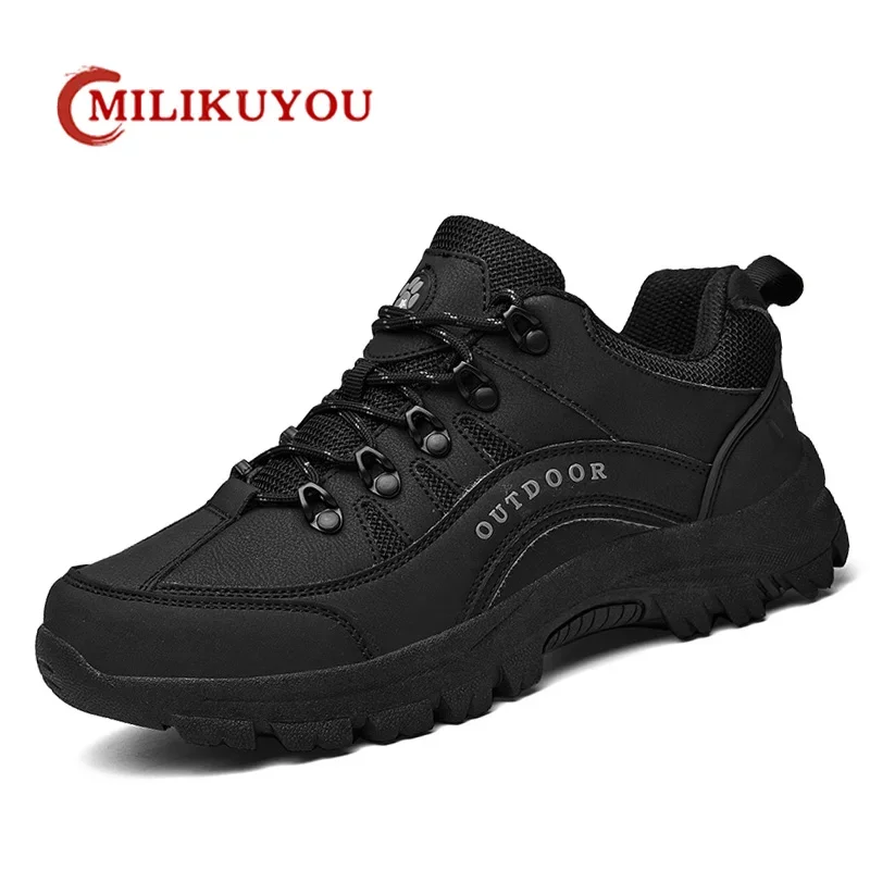 Outdoor Hike Sneakers High Quality Leather Trekking Shoes Non-slip Waterproof Men Hiking Shoes Climbing Camping Mens Sneakers