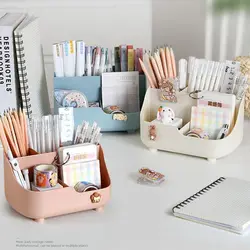 5-grid Large Capacity Pen Holder Multifunctional Makeup Brush Holder High Quality Plastic Desktop Organizer Storage Bucket