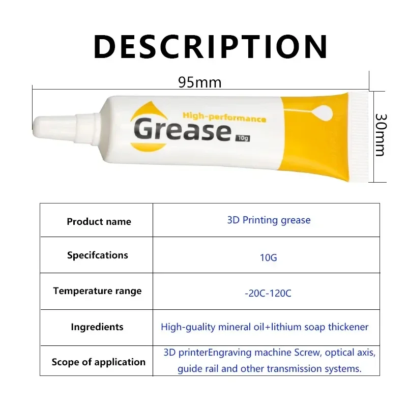 Lubrificante per grasso per ingranaggi per stampante 3D riduce il rumore buon effetto di lubrificazione olio lubrificante per parti della stampante 3D Bambu lab X1c P1S P1P