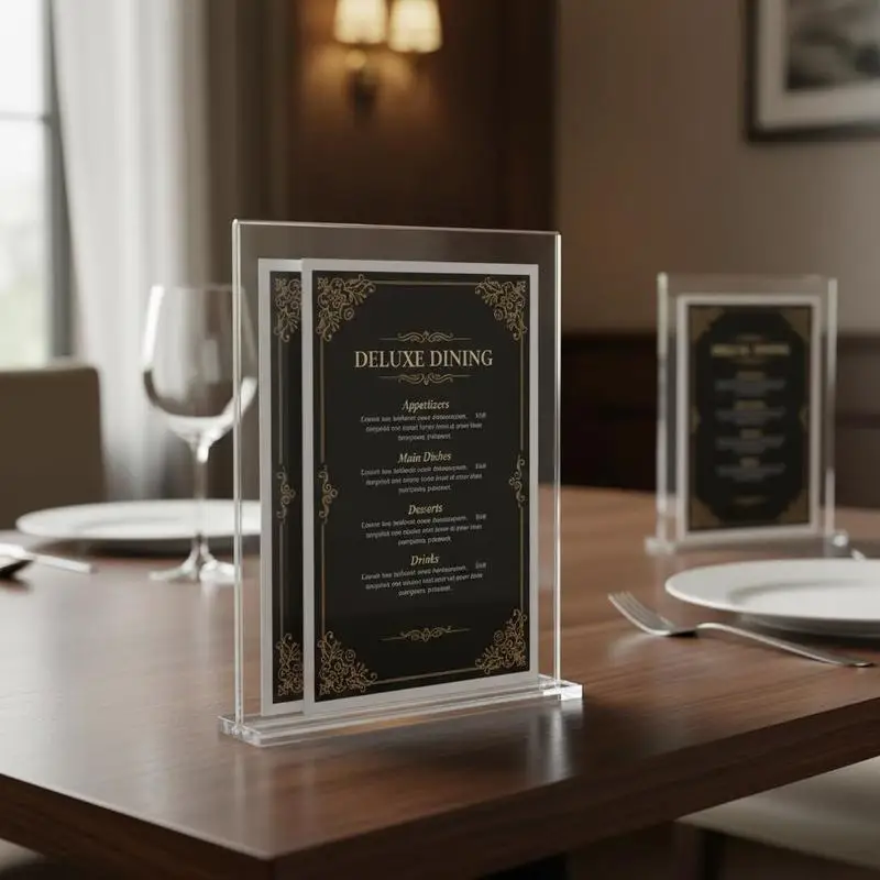 Présentoir de table en acrylique transparent, 6 pièces, porte-brochures double face 21,6 x 28 cm, porte-menu en forme de T, léger, pour papiers, photos, restaurant, bureau, mariage, bar