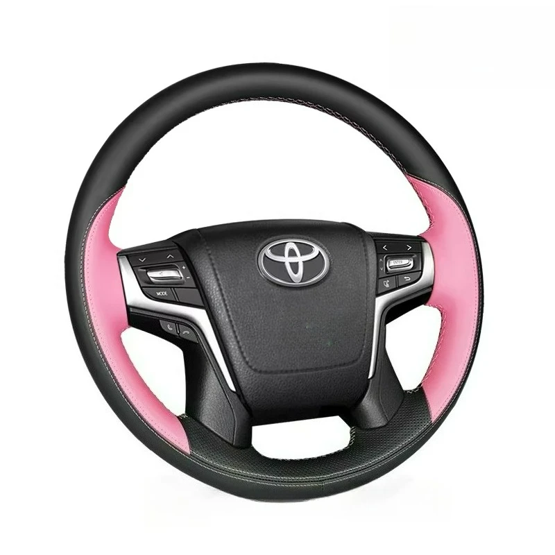 

Чехол на руль из черной кожи ручной работы для Toyota Land Cruiser 2016-2019, Land Cruiser Prado 2018