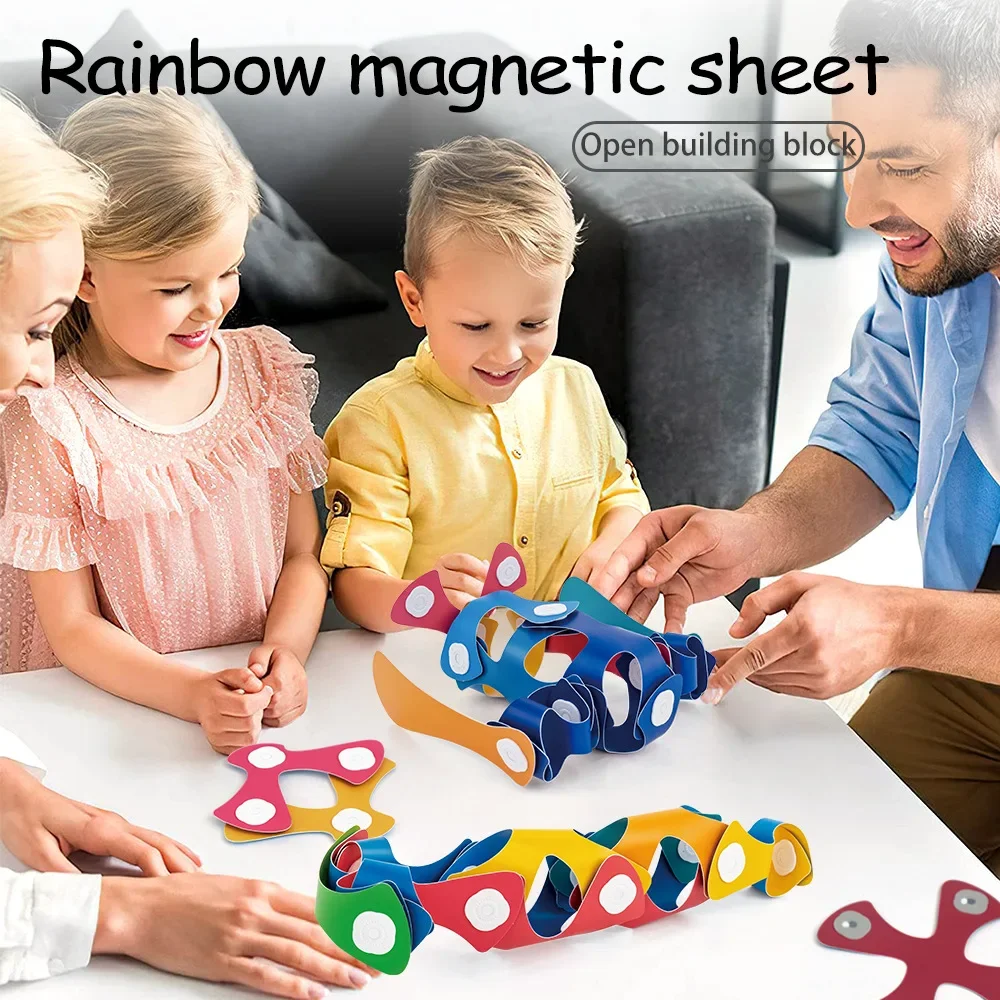 Kinder Regenbogen Magnetische Blatt Spleißen Dreidimensionale Weiche Magnetische Bausteine DIY Spielzeug Puzzle Set Geschenk Kinder Spiele