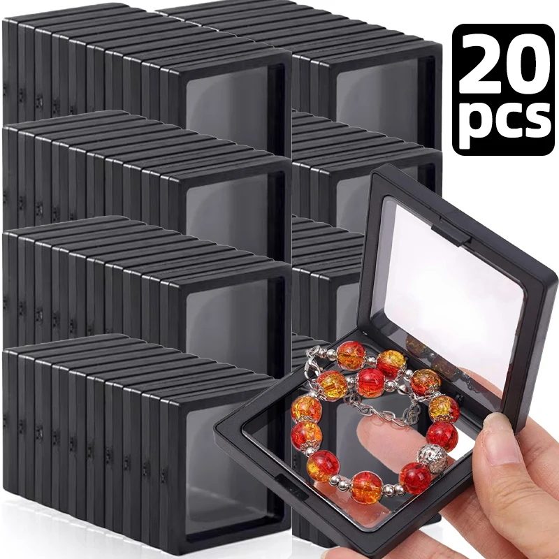 

Transparent PE Film Jewelry Storage Box Organizer 3D Floating Specimen Display Case for Bracelet Ring Earrings Jewlery Organizer