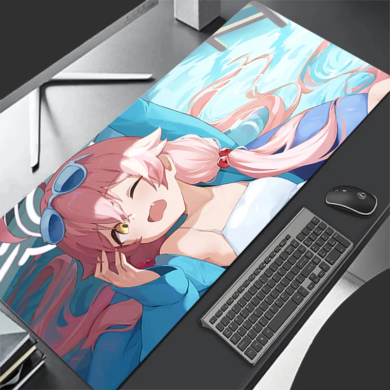 لوحة ماوس للألعاب بتصميم غير قابل للانزلاق من المطاط الأزرق الأرشيف تاكاناشي هوشينو بحافة مخيطة لوحة مفاتيح ولوحة ماوس للعمل المكتبي