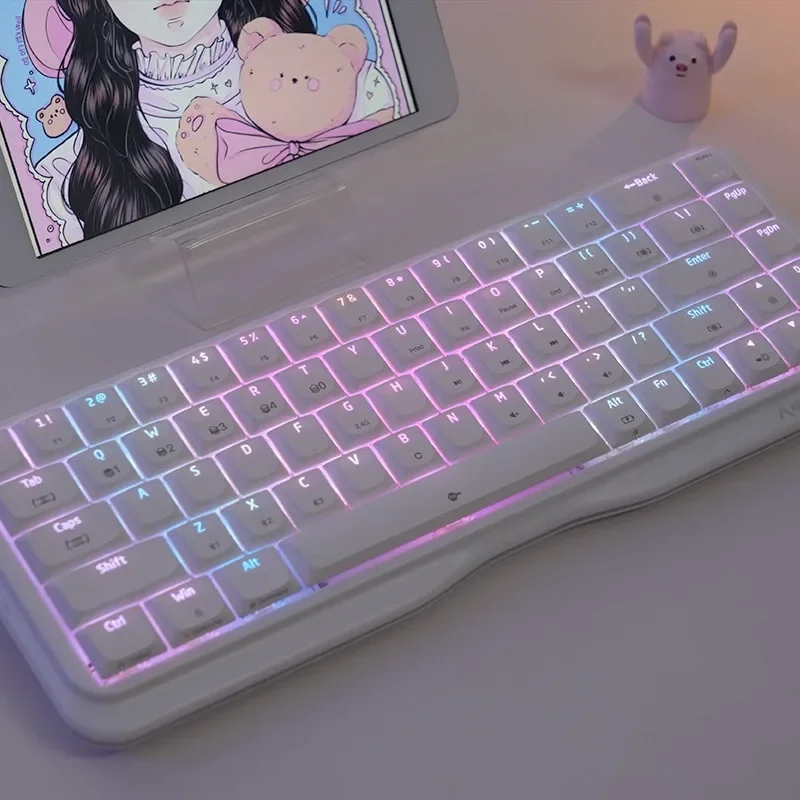 Imagem -05 - Kemove-teclado com Fio Mecânico K68se Tipo-c Junta Rgb Peso Leve Portátil Personalizado Perfil Baixo Menina Escritório Jogos