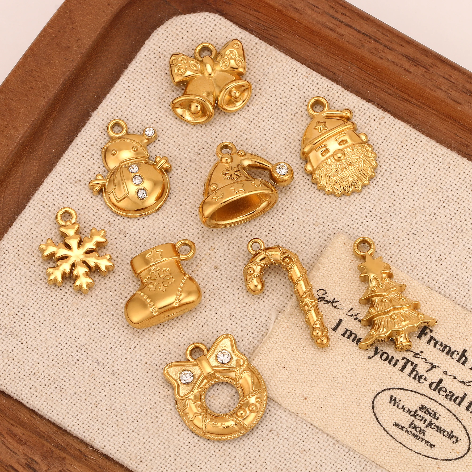 3Pcs Christmas Snowflak/Boots/Bell/Candy Cane Charms 3D Jewelry Pendant DIY Xmas Earring Bracelet Necklace Craft Making Supplies