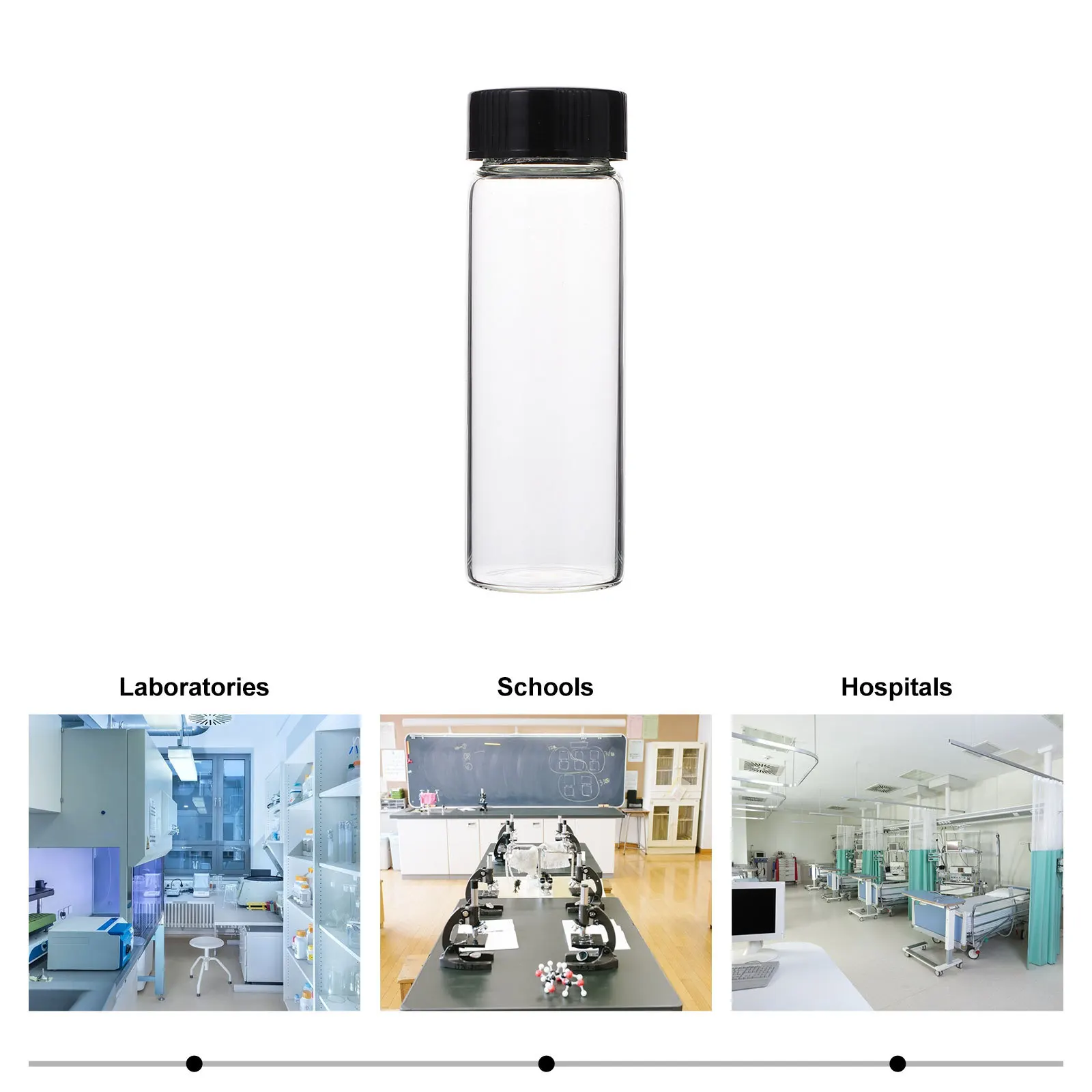 30Pcs Laboratory Glass Bottles Transparent Screw Cap High-Quality Reagent Containers Sample Storage Chemical Bottles Practical