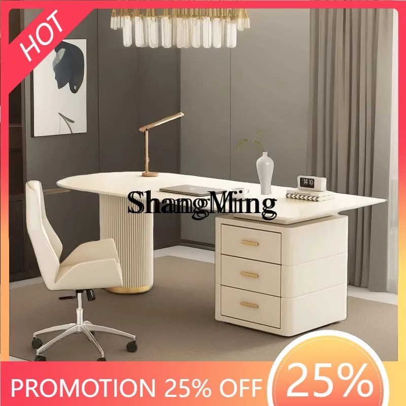 

FG красивый кремовый ветровой светильник, роскошный сланцевый стол, современный простой офисный компьютер Boss, консультационная стойка регистрации