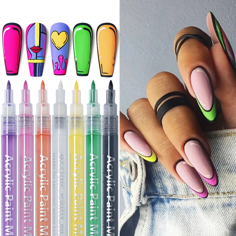 Manicure Drawing Graffiti Painting Pen Black Gold Color 3D Flower Pattern Nail Art Tool Waterproof Liner Brush DIY Abstract Line