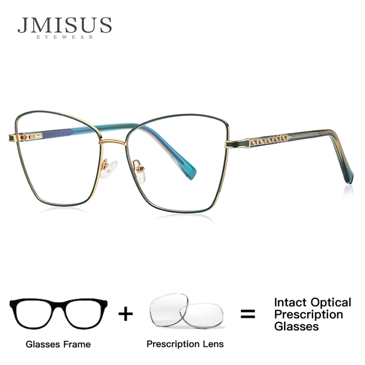 jmisus-高品質スクエア型レディース用眼鏡-キャットアイ調-調光ブルーライトカット光学眼鏡