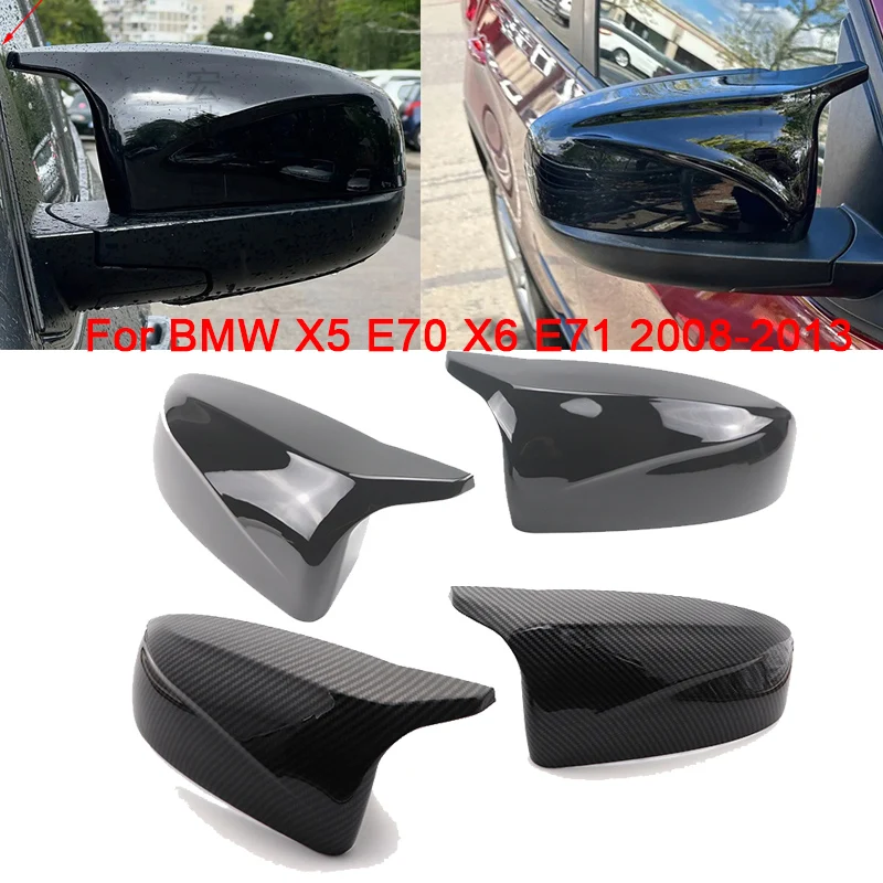 For BMW X5 E70 X6 E71 2008 2009 2010 2011 2012 2013 Gloss Black Car Side Wing Mirror Cover Rear View Caps