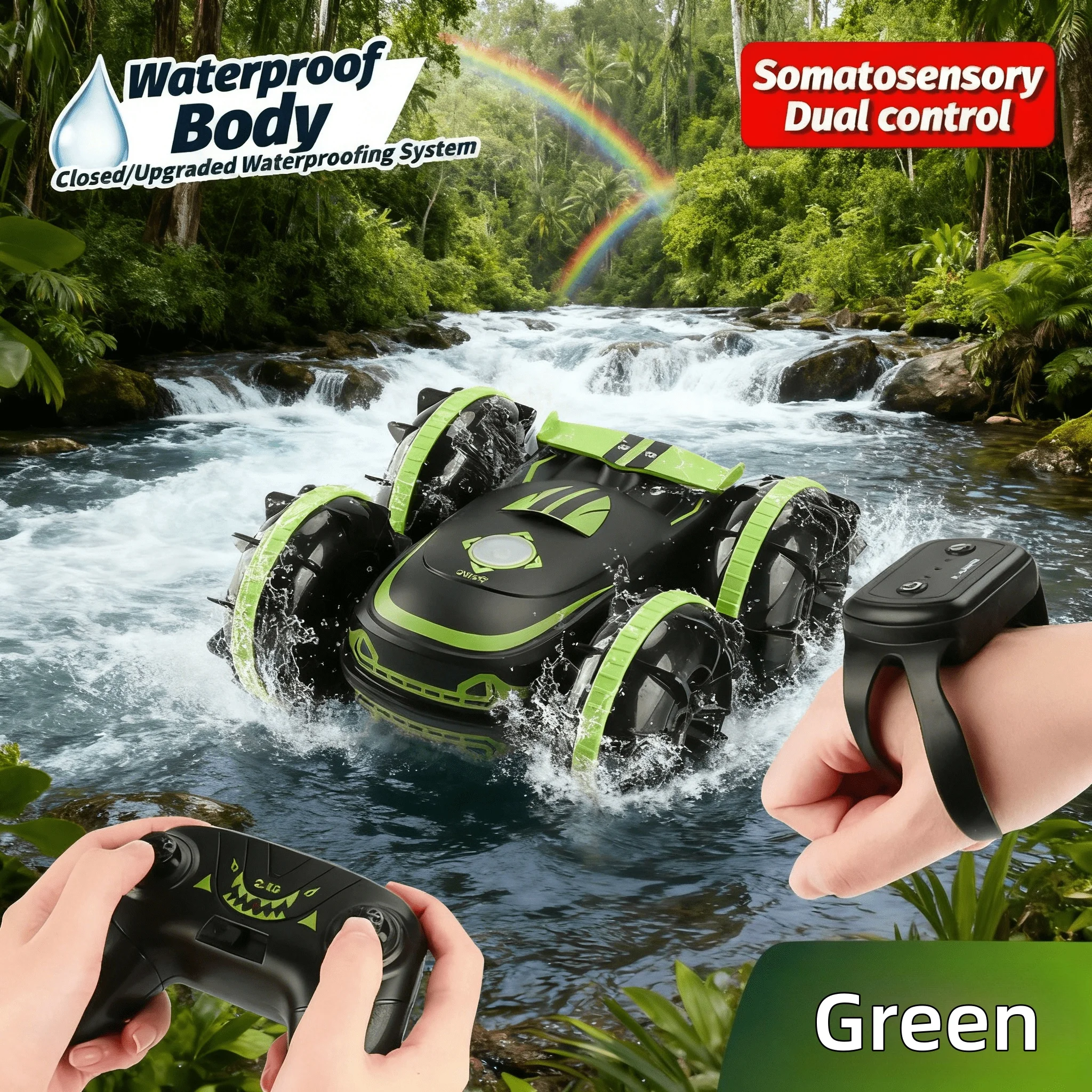 

AmphibiousDual-Contro4WDVehicle - Multi-TerrainStunt Performance with 180° Double-Sided Flip & Roll PerfectChildren'sHolidayGift