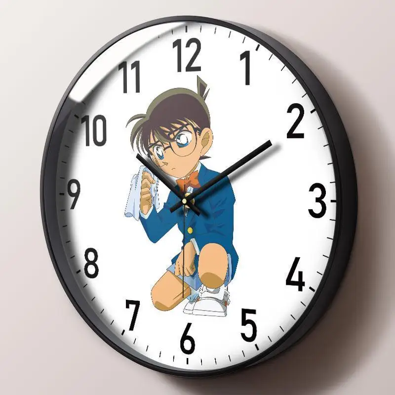 Detective Conan animation periferiche creative Kawaii Conan orologio da parete per cartoni animati per bambini carino silenzioso orologio da casa regalo all'ingrosso