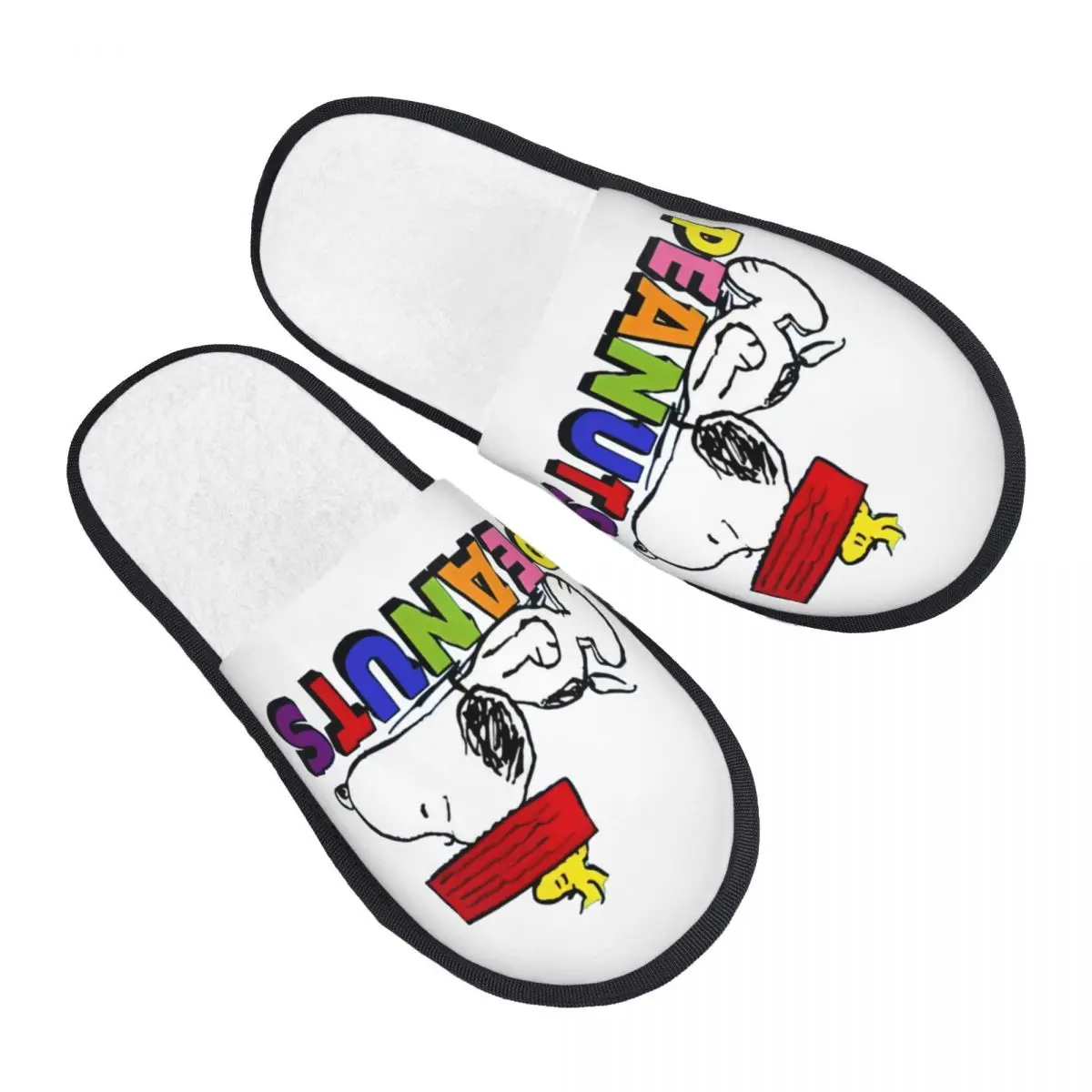 Snoopy Peanuts Furry Slippers Non-skid Cozy Memory Foam Slides Indoor