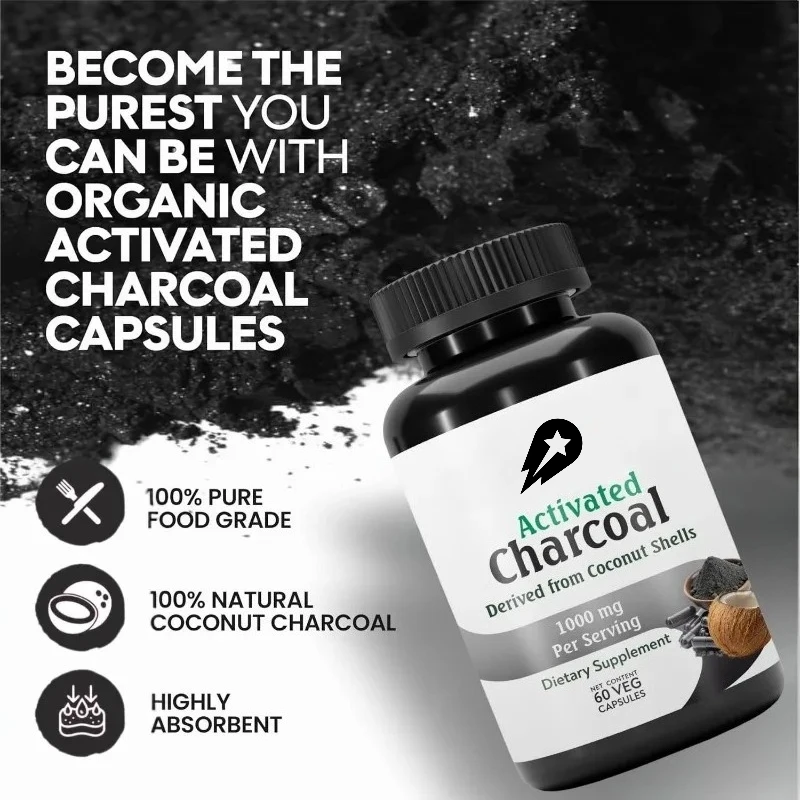 

Активированный уголь 500 мг, 60 капсул, пищевая добавка для ежедневной здоровой жизни, естественного очищения и поддержания пищеварительной системы