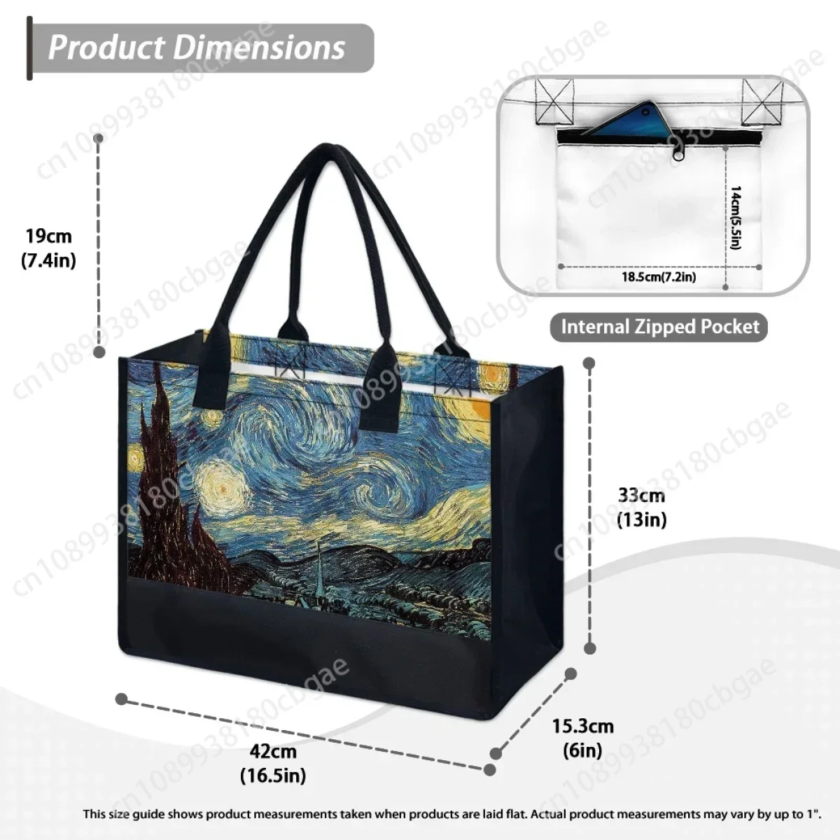 Van Gogh Notte stellata Pittura a olio Designer Tote Bag per le donne Viaggio Festa Spiaggia Borsa di tela Borse regalo di Natale di Halloween