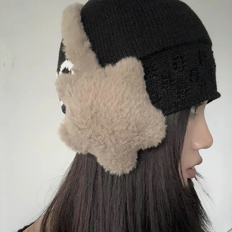 Star Fluffy Ear Muffs para mulheres, tampões de ouvido, orelha, protetores monocromáticos, proteção contra frio, fones de ouvido quentes, acessórios