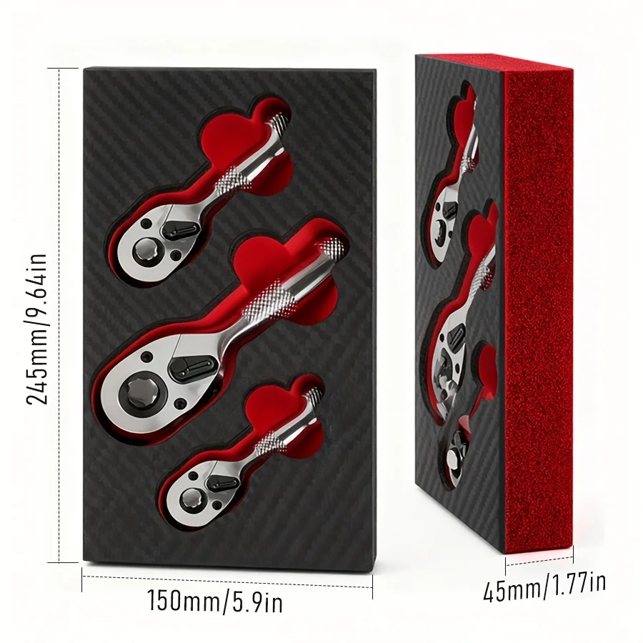 3/6pcs 3/8-Inch And 1/2-Inch Drive Ratchet Handle Wrench, 72-Tooth Quick-Release Reversible, Tight Spaces, Mini Small Ratchet Wrench, Gift for Men Mechanic Hand Tools