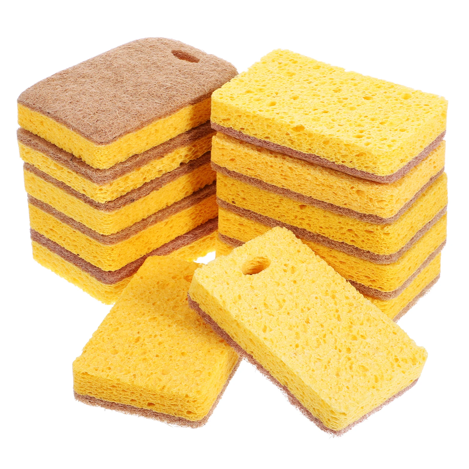 

12pcs Cellulose Sponge Pads Absorb Water Oil Kitchen Cleaning Supplies Biodegradable Sponges Dish Wok Scrub Reusable