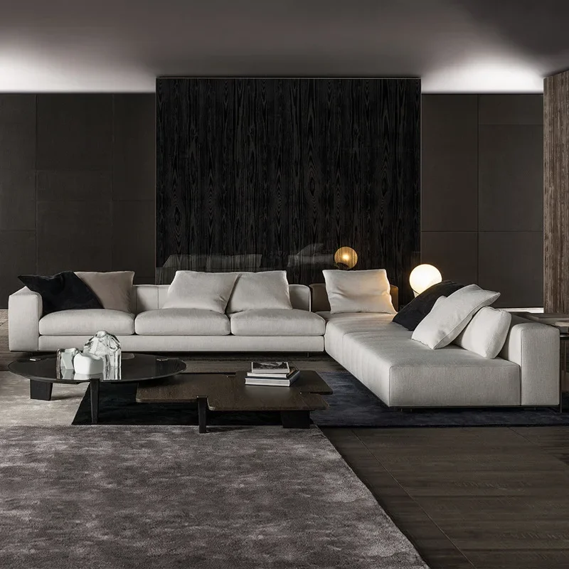 소파 디자이너 가죽 가구 다운 패브릭 소파 조합 이탈리아 가죽 피아노