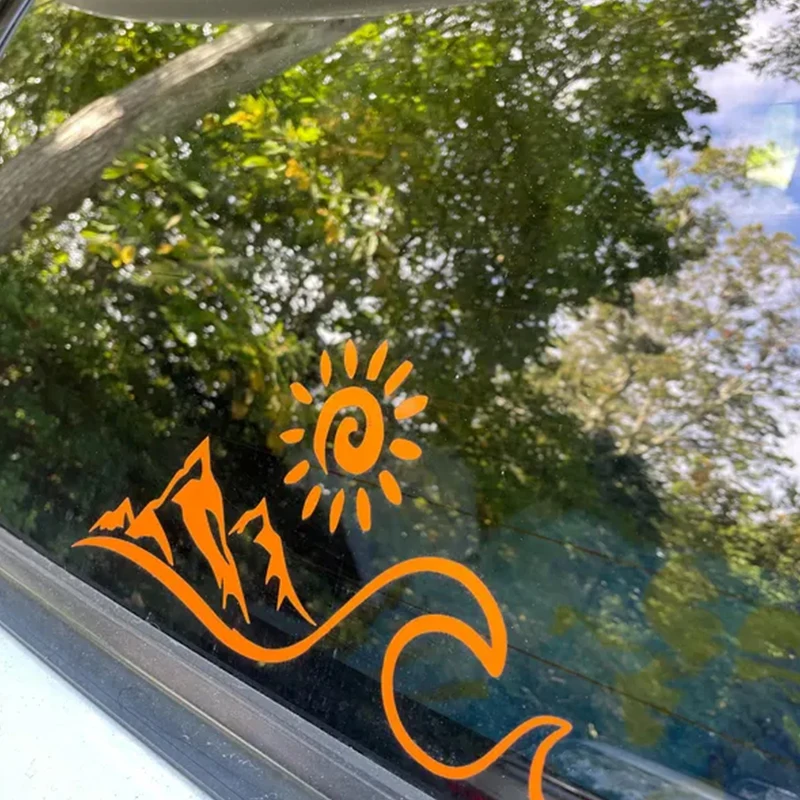 Mountain Sun Wave Car Stickers for Camper Van Motorhome SUV Car Styling Decoration Outdoors Sticker Accessories PVC Vinyl Decals