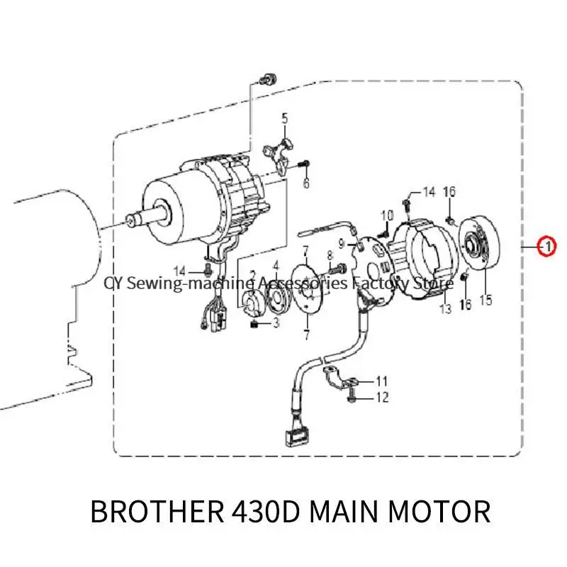 Imagem -06 - Irmão Overlock Ke430d 311g 326g 342g Motor Principal Assy Cdd-430d ac Servo Motor J80991001 Peças Sobresselentes Industriais da Máquina de Costura