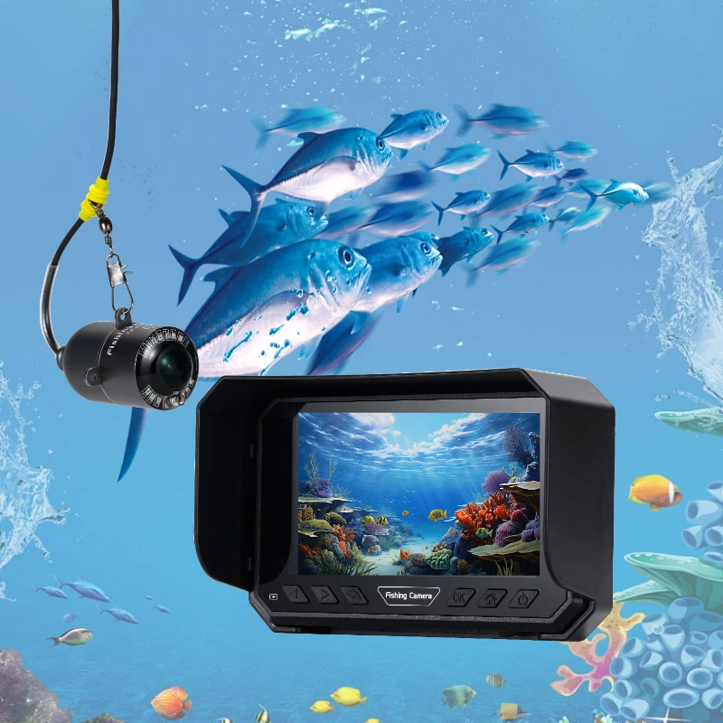 Telecamera per pesca subacquea da 5", registrazione video Full HD 1080P, monitoraggio della profondità e della temperatura in tempo reale, IP66,8000mAh ricaricabile