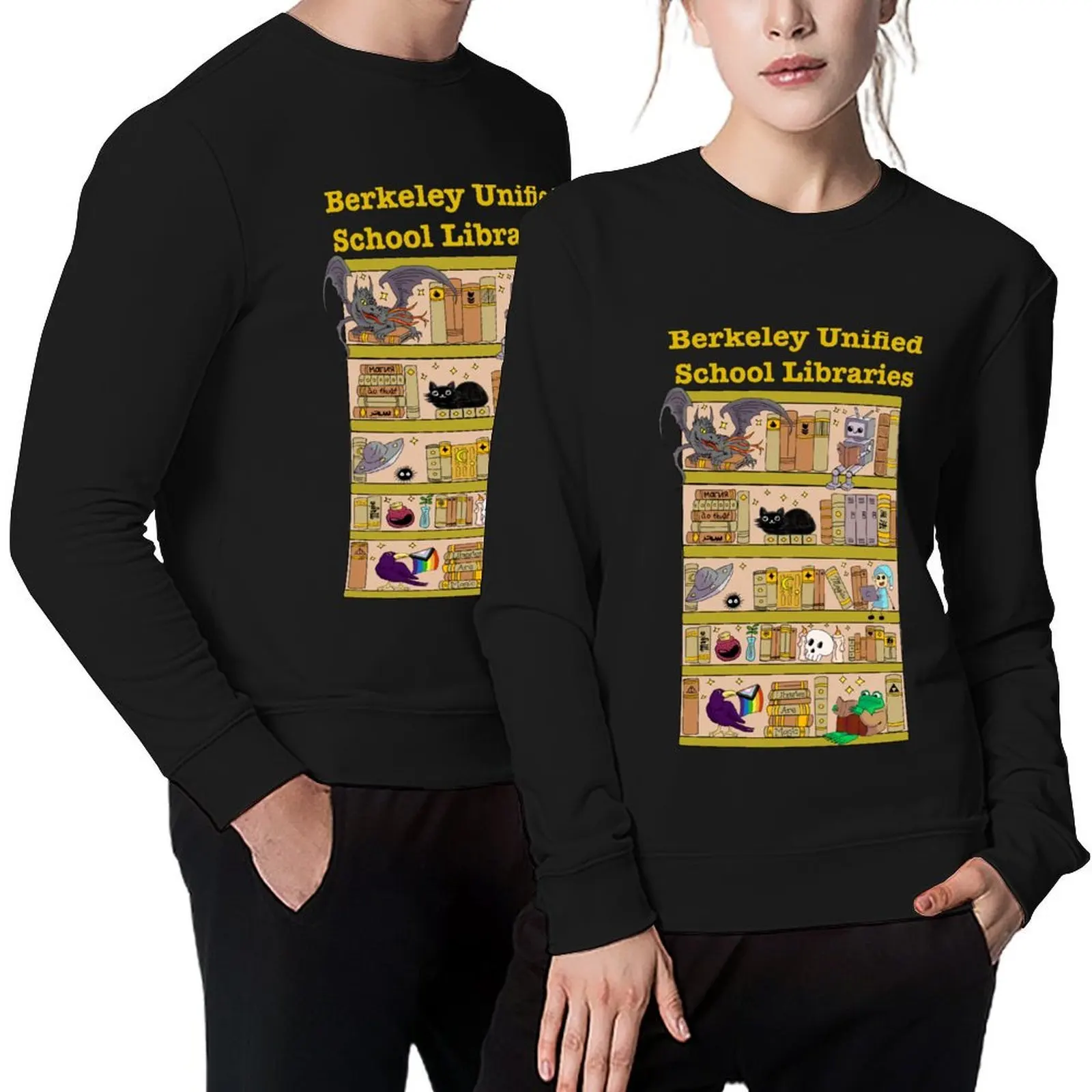 

Berkeley Unified School Libraries - with Text Pullover men's coat japanese style men's autumn clothes anime sweatshirt