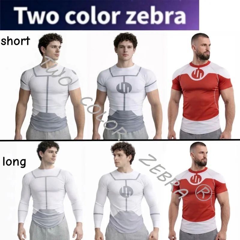 

A Certain Magical Invincible Cosplay Compression T-Shirt White Grey Printed and Red Color Shirt Long Short Sleeve for Gym Wear
