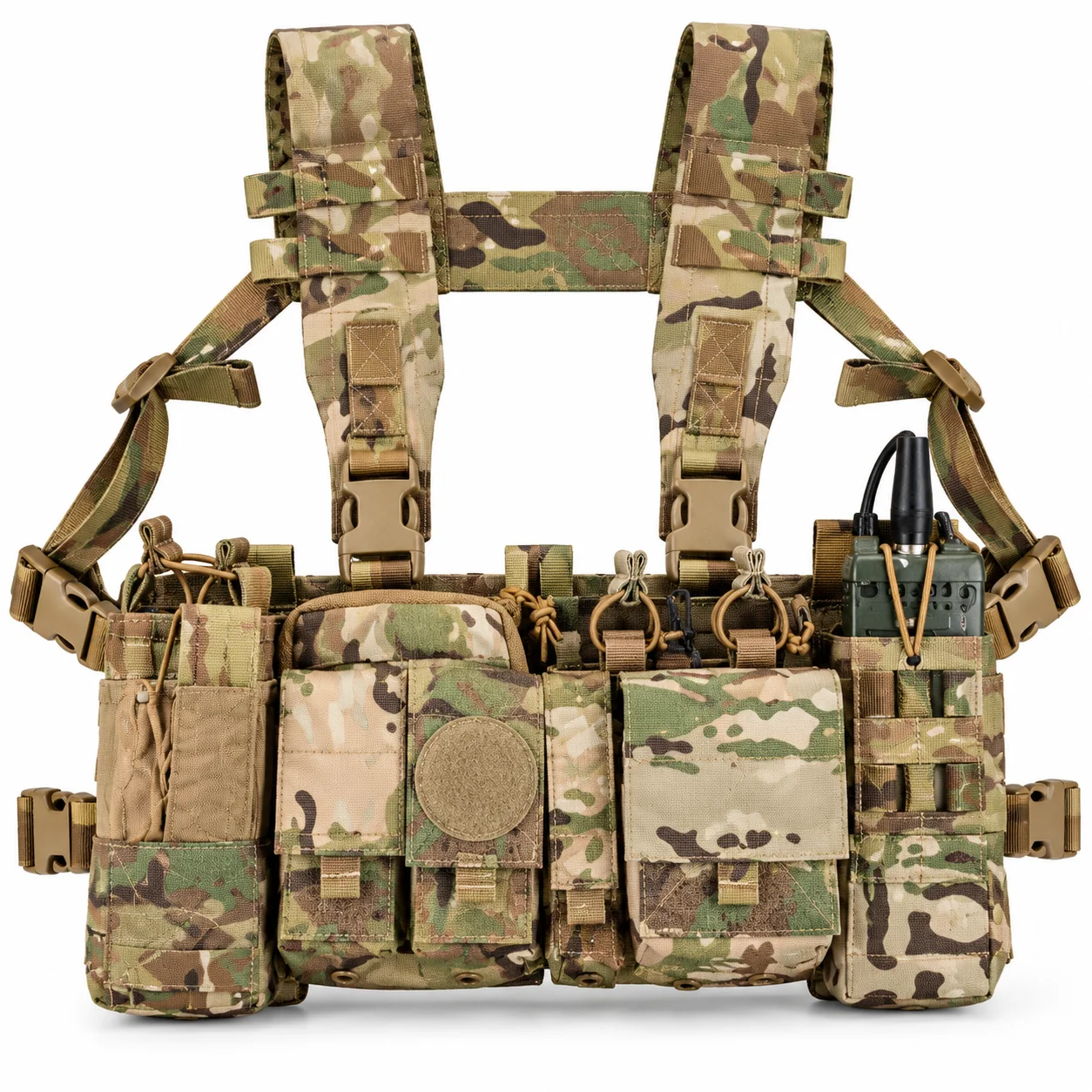 Tactical Patrol Vest, Commuter Chest Rig, Detachable Radio Pouch, Modular Utility Vest with Removable Front Pouch for Outdoor