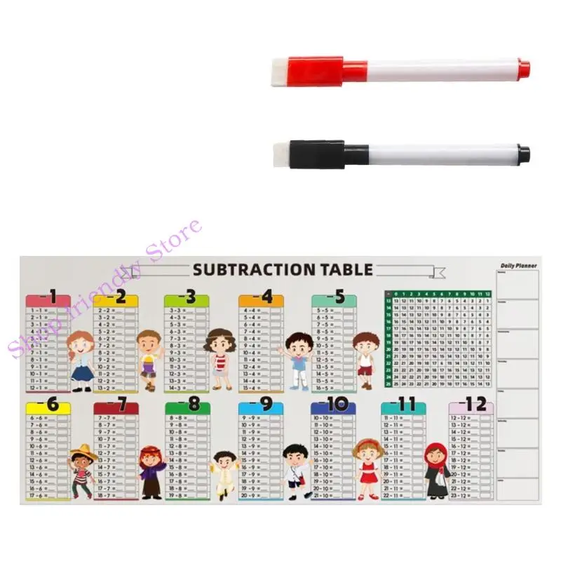 85 × 40 سم جدول إضافة PVC قابل للمحو للطلاب للطلاب المعونة بتعليم الرياضيات مع القلم #5