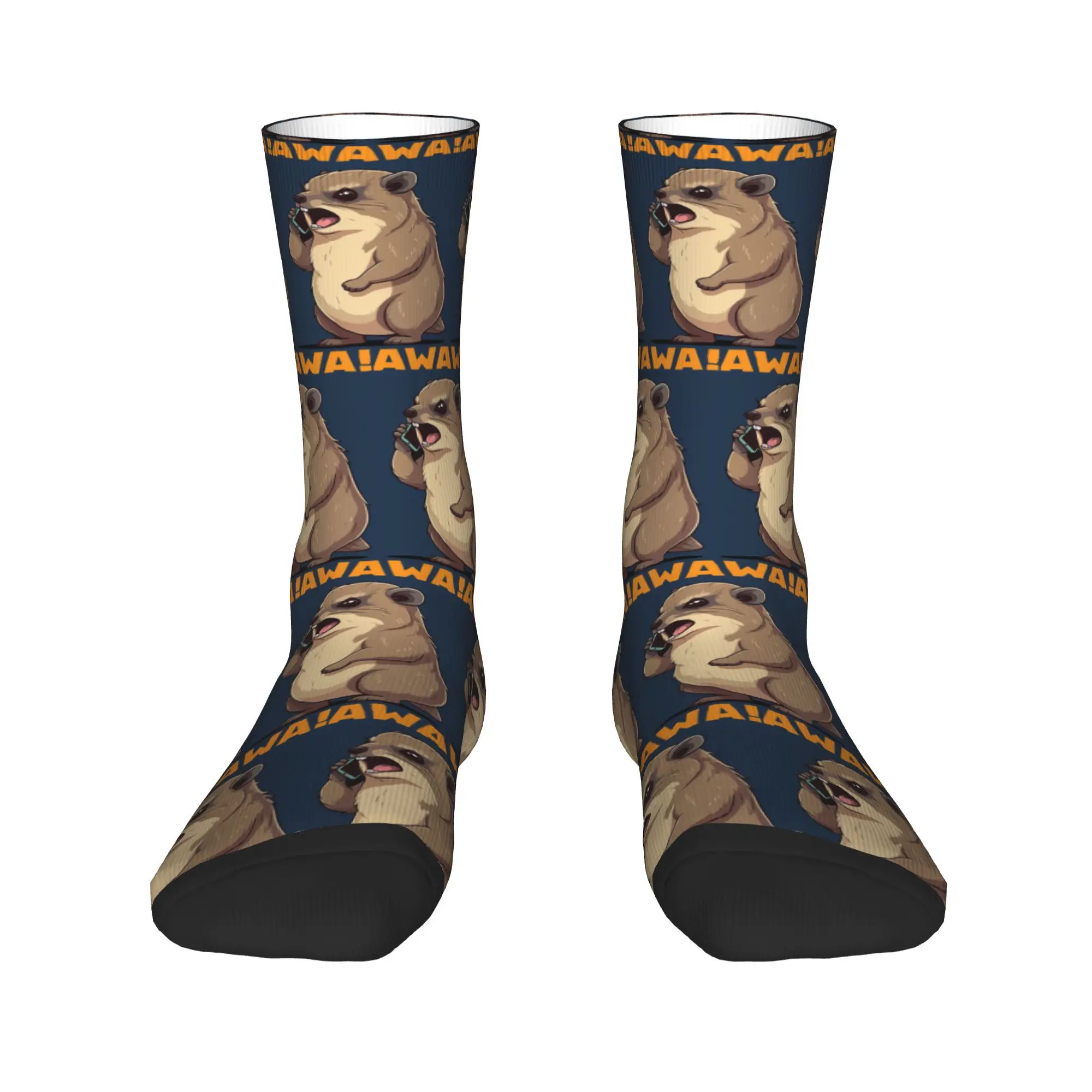 

Носки Rock Hyrax Awawa On Phone Groundhog Dassi, впитывающие пот чулки в стиле Харадзюку, всесезонные длинные носки для подарков унисекс