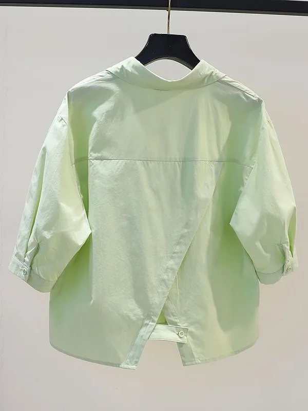 Cseta de Manga Corta Estilo Urbano para Mujer, Moderna y Hermosa, Verano 2025, Nuevo Diseño con Abertura Trasera, Manga Me...