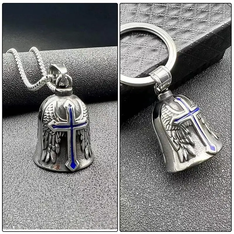 Retro Punk Style Guardian Bell Motorcycle Bells Men's Cross Lucky