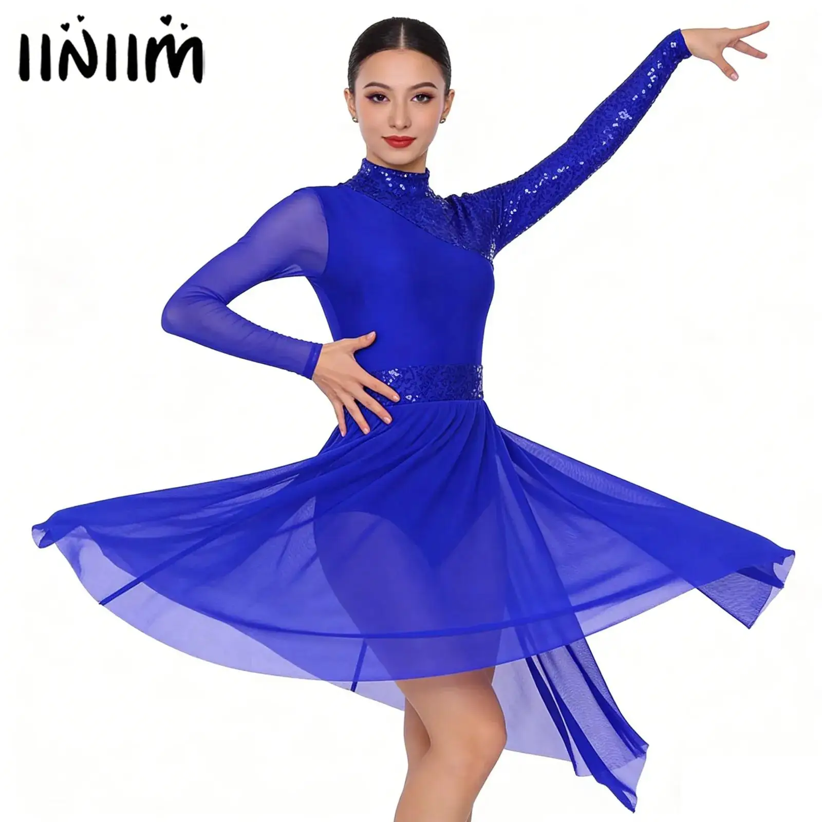 

Womens Sparkly Sequins Ballet Tutu Modern Lyrical Contemporary Dance Leotards Dress Gymnastics Jazz Latin Ballroom Costume