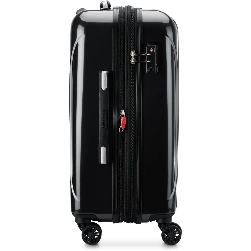 Equipaje giratorio rígido expandible de mano, 21 pulgadas, diseño aero, negro para viajes