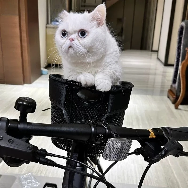 Foldable Bicycle Dog Basket,Pet Bike Carrier for Mountain & Road Bikes,Portable Travel Puppy Basket for Cycling view 2