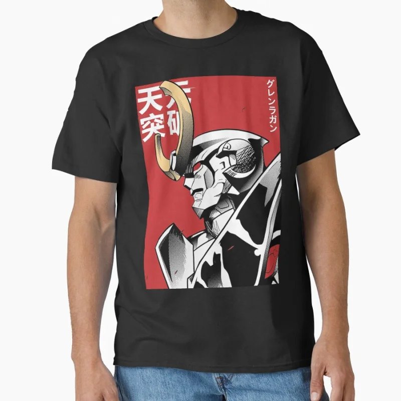 

Tengen Toppa Gurren-lagann Red Poster Japan mecha manga 80s classic roboto anime t shirt for men large size Adult tops S-6XL