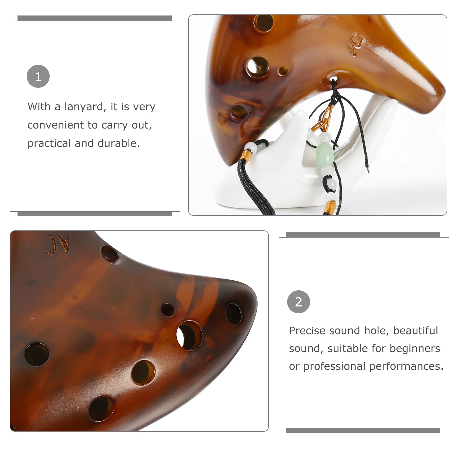 

1Set Mid Tone China Ocarina 12 Hole Portable Musical Instrument Beginner Classical Musical Supply Traditional Ocarina