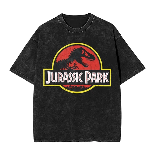 Imagen 2 del producto Camisetas lavadas Jurassic World Rebirth Vintage camiseta 2025 dinosaurios película ropa de calle 100% Camiseta estampada de algodón hombres mujeres