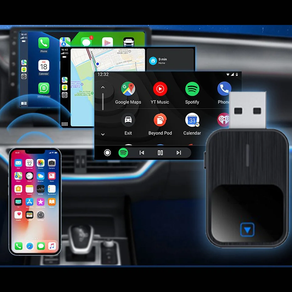 2025 nový 2v1 Carplay & Android auto adaptér wired-to-wireless skříňka 5G WIFI Bluetooth 5.0 plug-and-play pro volvo skoda nissan